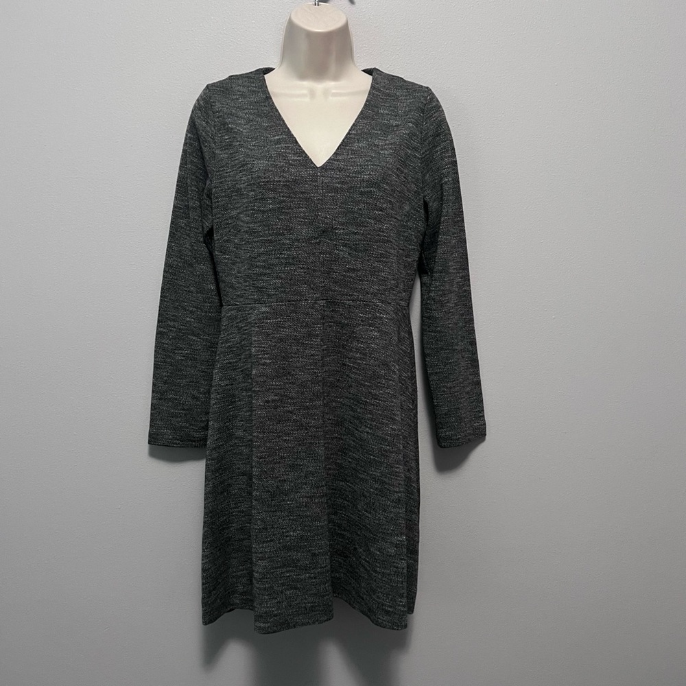 Madewell Charcoal Heather V-Neck Fit/Flare Dress Size 8